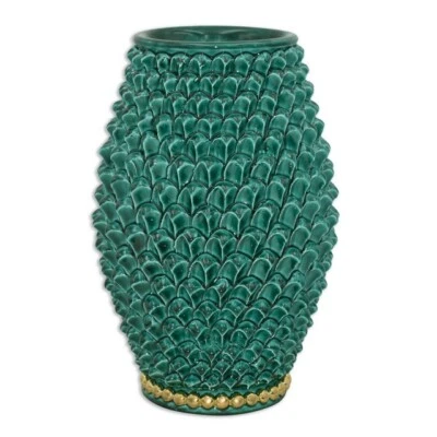 Zapfen Sizilien Vase Fass Blumen Keramik Handarbeit Ornament Übertopf neu - Bild 1 von 4
