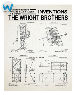 Wright Brothers Aviation Patents Inventions Kunst Poster 12X16/16X20/18X24/24X36