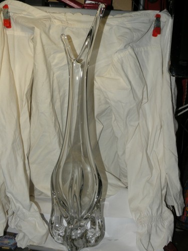 Grand vase Français vintage en cristal 52 cm années 1960 - Afbeelding 6 van 12