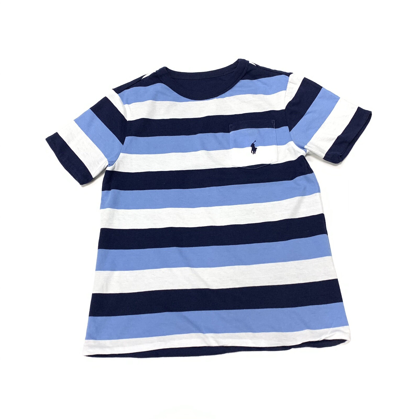 PONY T shirt Polo Ralph Lauren bambino ragazzo cotone a righe colore blu bianco ta...