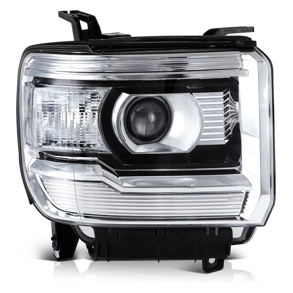 Par de faros transparentes carcasa cromada para GMC Sierra 2500HD 2015-2019 conjunto Foto 4 de 4