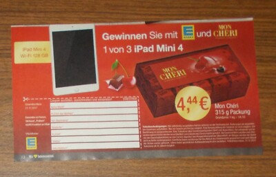 Rare Advertising Ferrero MON CHERI iPad Mini 4 EDEKA Promo 2017