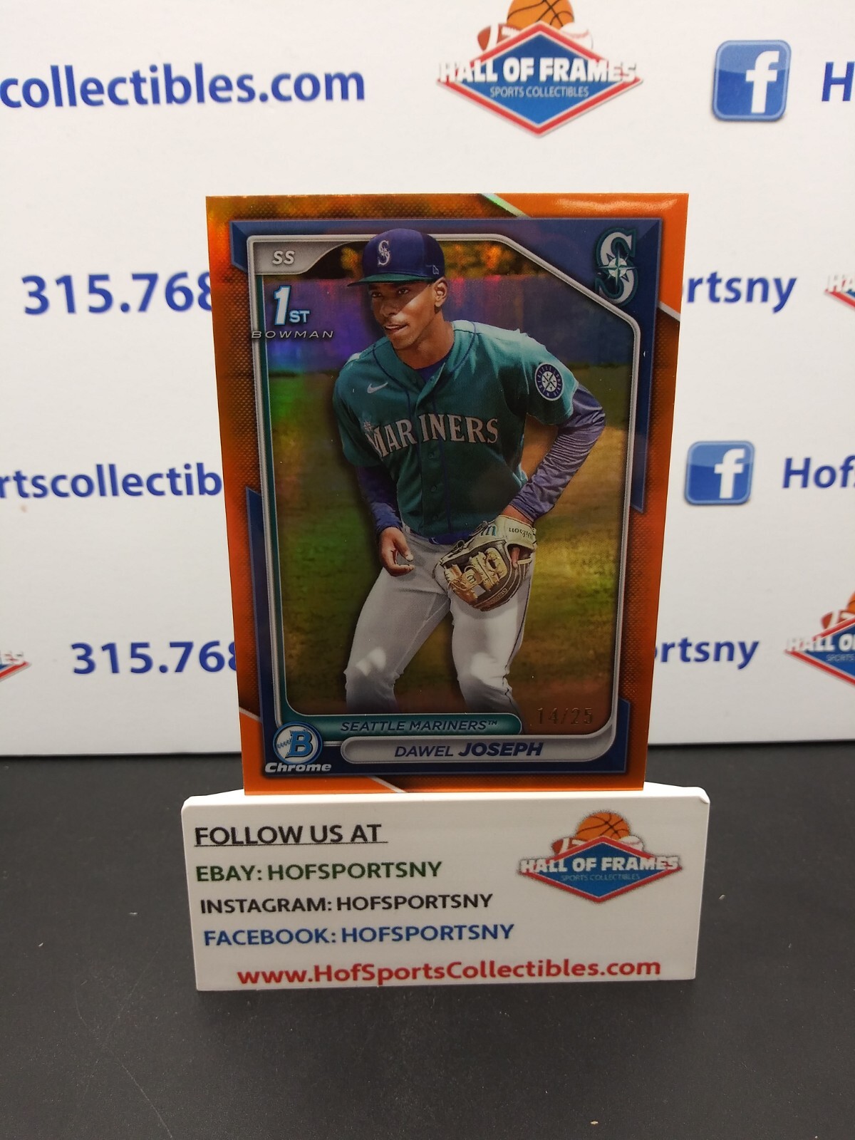 2024 BOWMAN CHROME DAWEL JOSEPH 1ST BOWMAN ORANGE REFRACTOR 14/25 BCP-176