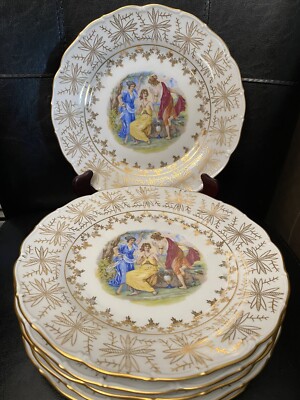Set of 6 HAAS & CZJZEK Czech Republic Fine Porcelain MADONNA Dinner Plate 9 3/4 