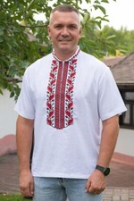 All sizes, Linen Men's white embroidered shirt, Vyshyvanka, Ukrainian embroidery