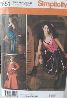 NEW UNCUT-SIMPLICITY WESTERN SALOON DRESS-(2851)- PLUS SIZE ADULT(14,16,18,20)