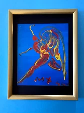 Peter Max | Angel Vintage Print Signed  Framed at 16x12in. Gold Pop Art