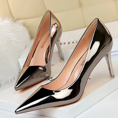 Scarpe donna decolte vernice pelle tacco alto a punta stiletto sexy matrimonio - Foto 9 di 45