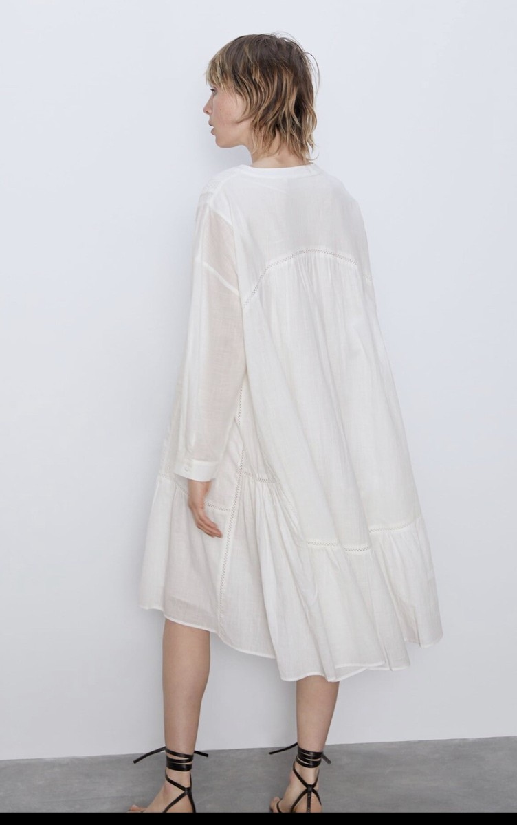zara voluminous embroidered dress Zara Dresses | Voluminous Embroidered (S) Casual Maxi Dress, Blue, (Size S)