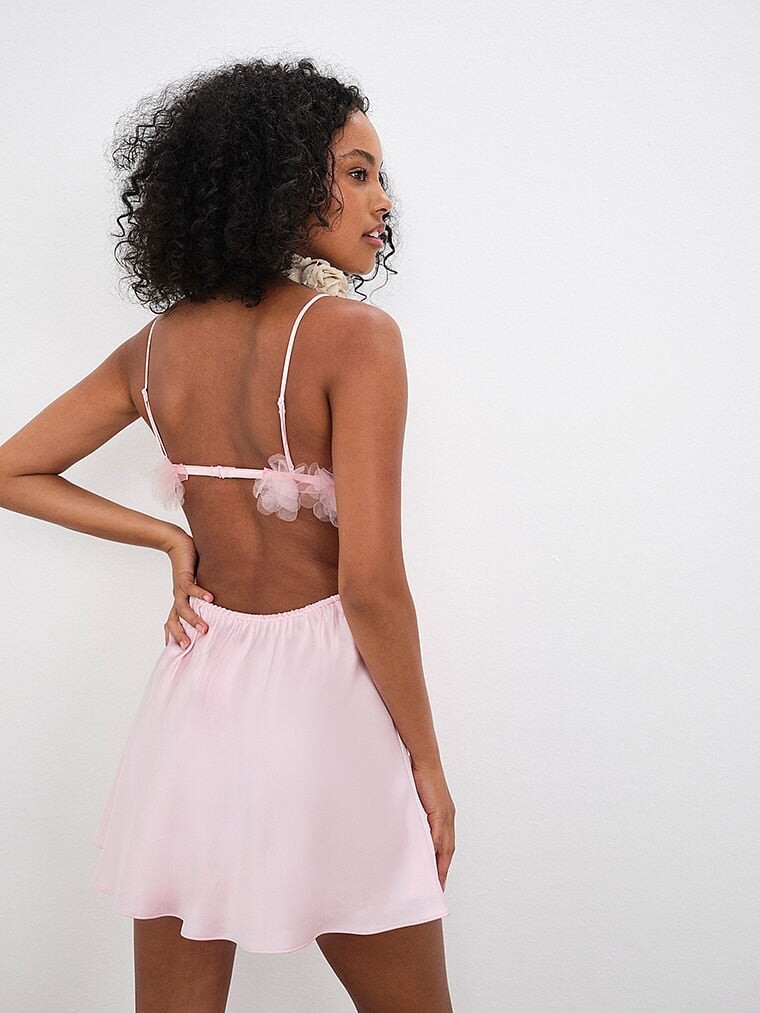 ワンピース ETMON Slip Fluffy Mini Dress, Pink For Love And Lemons Floral Trim Slip Dress Pink Small NEW | eBay