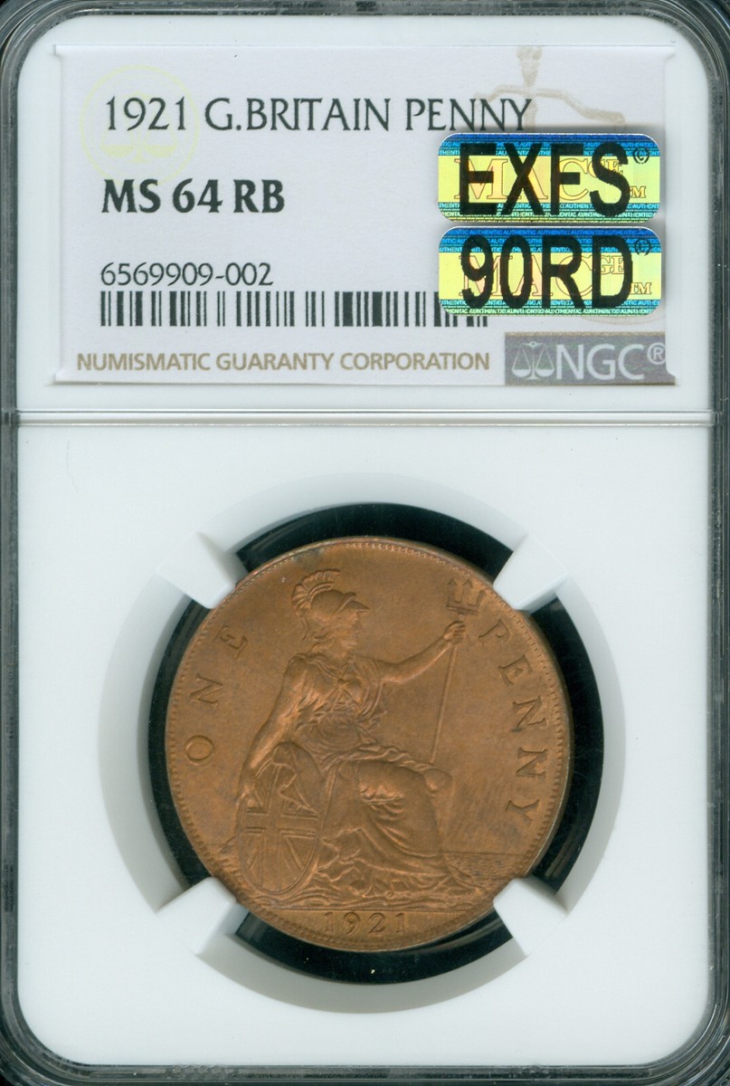 1921 GREAT BRITAIN PENNY NGC MS64 RB MAC EXFS EXCEPTIONAL 1ST
