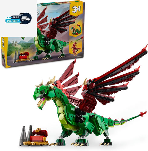 LEGO Creator 3In1 Medieval Dragon Toy for 9+ Year Old Boys & Girls, Construction - Picture 12 of 12