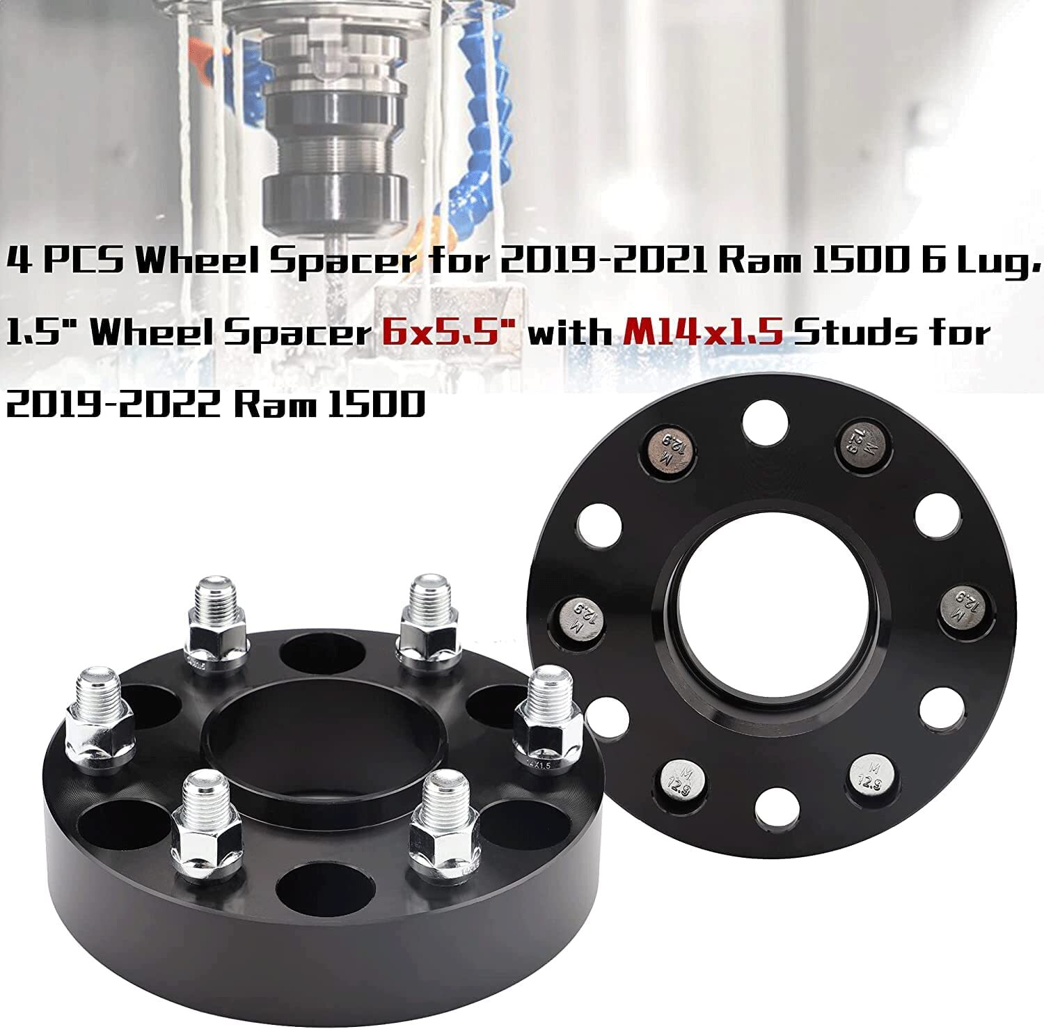 4X Hubcentric Wheel Spacers 6x5.5 1.5“ 14x1.5 stud For 20192023 Ram