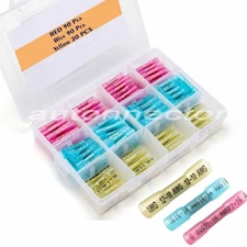 200Pc Waterproof Heat Shrink Wire Butt Connectors Electrical Terminals Crimp set