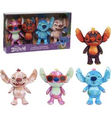 Disney Stitch Plush Collector Set 4 Cute Pieces Elements Of Hawaii Themed New