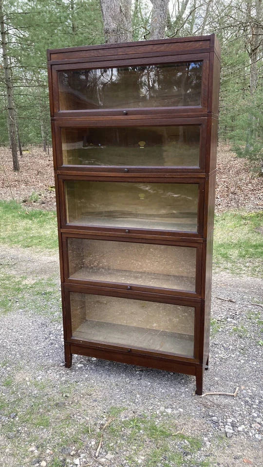 Antique Arts & Crafts Macey Five-Stack Quarter Sawn Oak Barrister Bookcase - Image 3 of 4