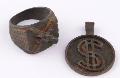 Anhänger $ US Army Ring WW1 Skull Bones WW2 Gothic WWI WWII Gewehr Goth Dollar Set - Bild 7 von 19