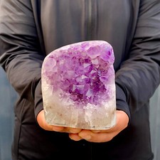 1.7LB Natural Amethyst Geode Quartz Crystal Cluster Cathedral Energy healing