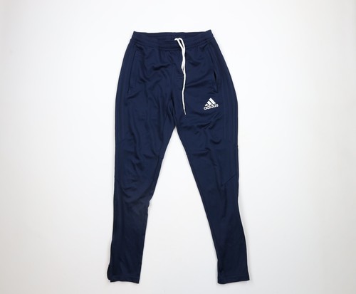Vintage Adidas Mens Small Faded Spell Out Soccer Tapered Leg Warm Up Pants Blue