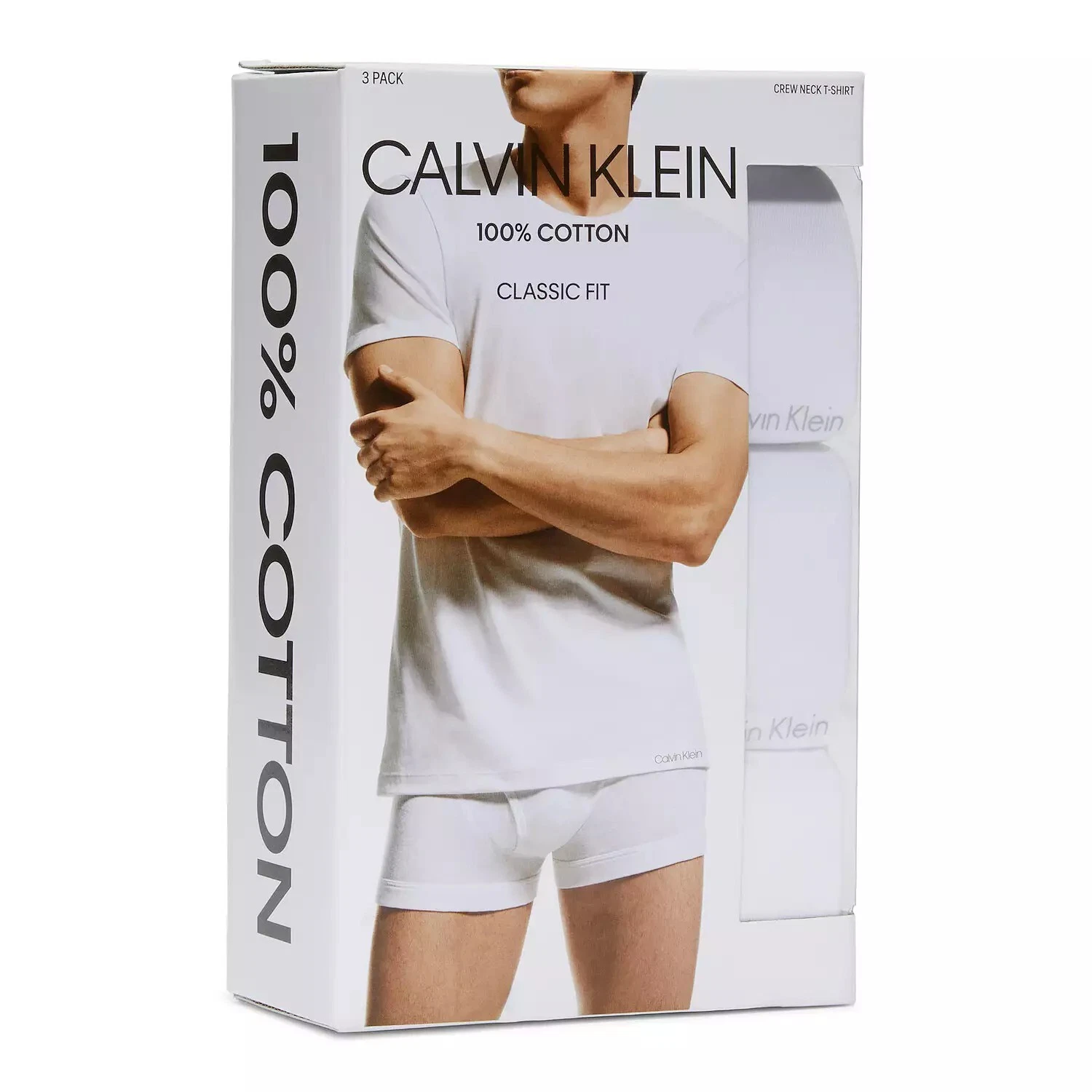 Calvin Klein Men's Undershirts Cotton Classics 3 Pack Crew Neck White Size MED