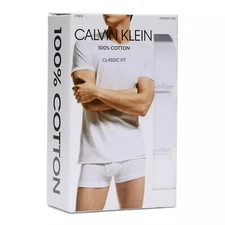 Calvin Klein Men's Undershirts Cotton Classics 3 Pack Crew Neck White Size Large