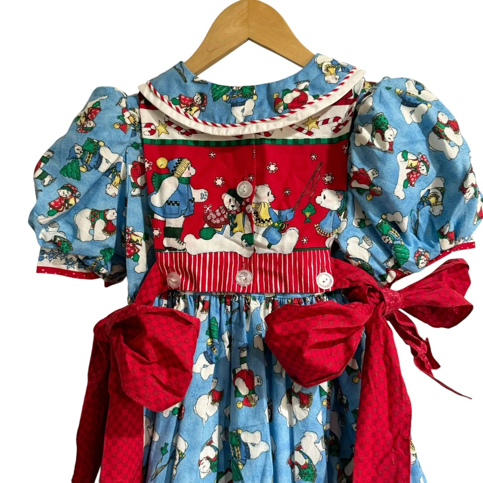 Vestido Daisy Kingdom Niña 6 Estampado Oso Polar Lanzado Azul Falda Completa Invierno Diversión Foto 3 de 4