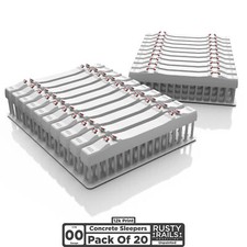 RRM131 Rusty Rails OO Gauge Concrete Sleepers - Pack of 20 - Unpainted 3D Print