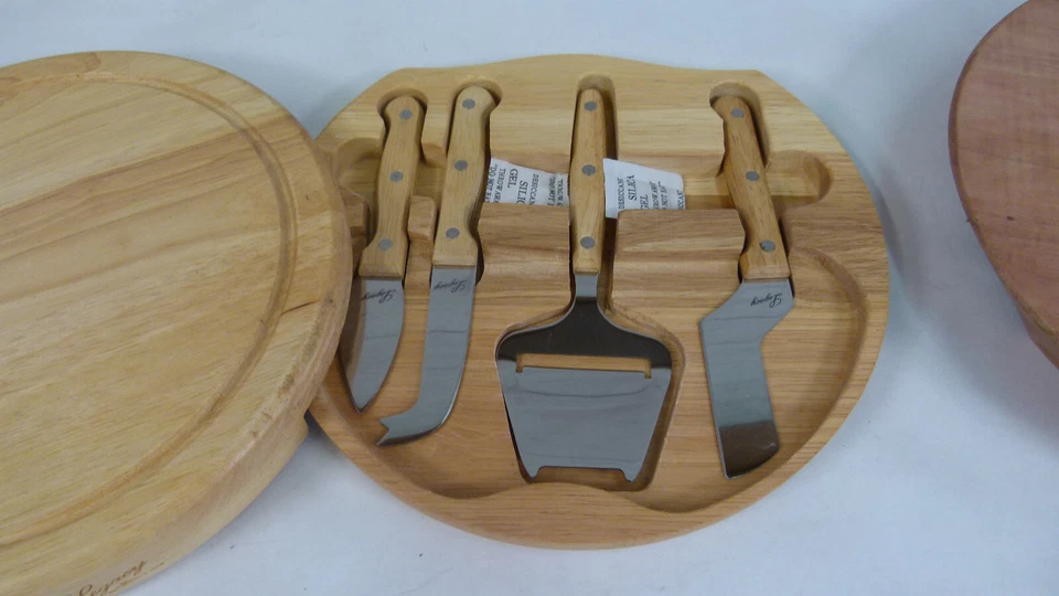 Legacy By Picnic Time - Juego de tabla de queso y cuchillos Circo bandeja redonda de madera de 5 piezas Foto 4 de 4