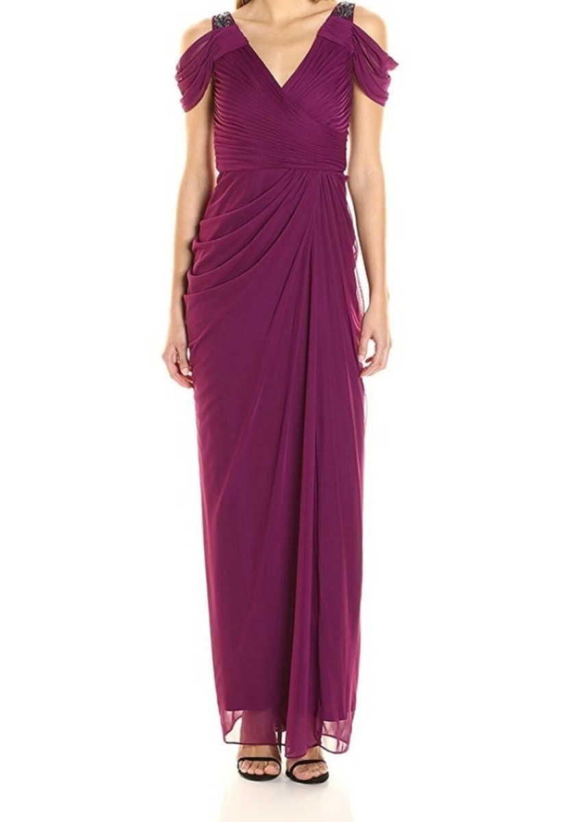 adrianna papell beaded cold shoulder dress The Avery Dress in Taupe Duchess 2 / Taupe Duchess main image 0