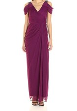 Adrianna Papell Beaded Cold Shoulder Evening Gown Dress - 10