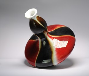 Vintage 20C Chinese porcelain Flambe Glaze vase China Marked on Base