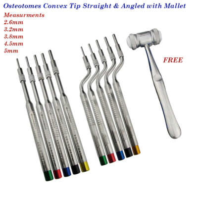 Zahnimplantatchirurgie Osteotome Sinuslifting Offset konvexe Spitze Met Knochenhammer