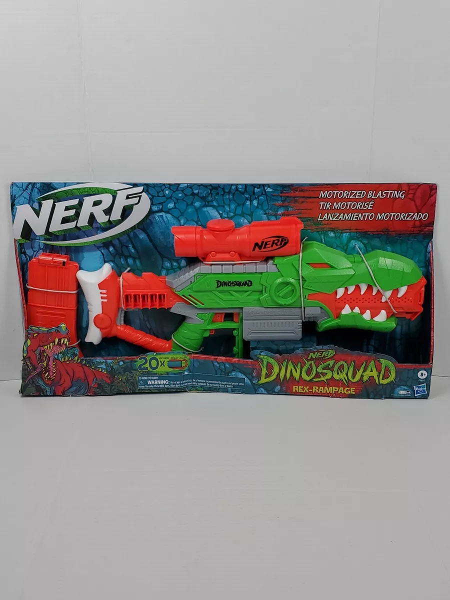 Nerf DinoSquad Rex-Rampage Motorized Dart Blaster, 10-Dart Clip, 20 Nerf  Darts