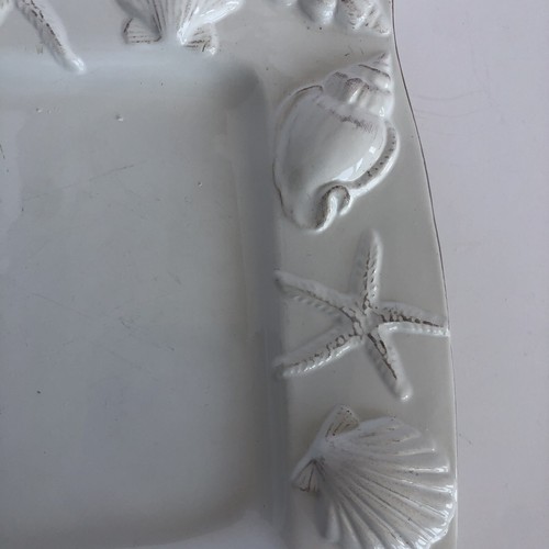 Blue Sky Seahorse and Seashell Menagerie White Salad Plates 9" Square Set of 2 - Picture 5 of 24