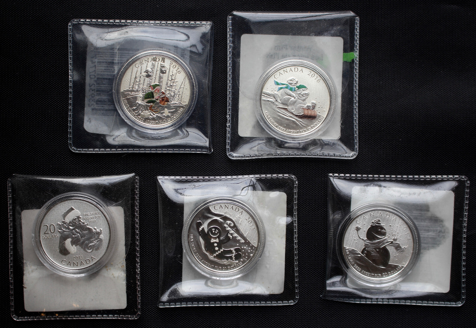 CANADA WINTER THEME $20 & $25 FINE SILVER 1/4 Oz. Each Coins - 2 Coloured