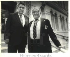 1991 Press Photo Medal of Honor recipients Lucian Adams, Jose M. Lopez, Texas