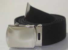 NEW ADJUSTABLE 42" INCH CANVAS MILITARY WEB BLACK BELT CHROME BUCKLE MEN WOMEN