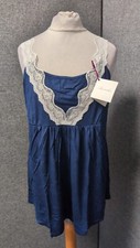 Amoralia lace Trim Nursing cami PJ Top Navy UK L LN047 DD 02