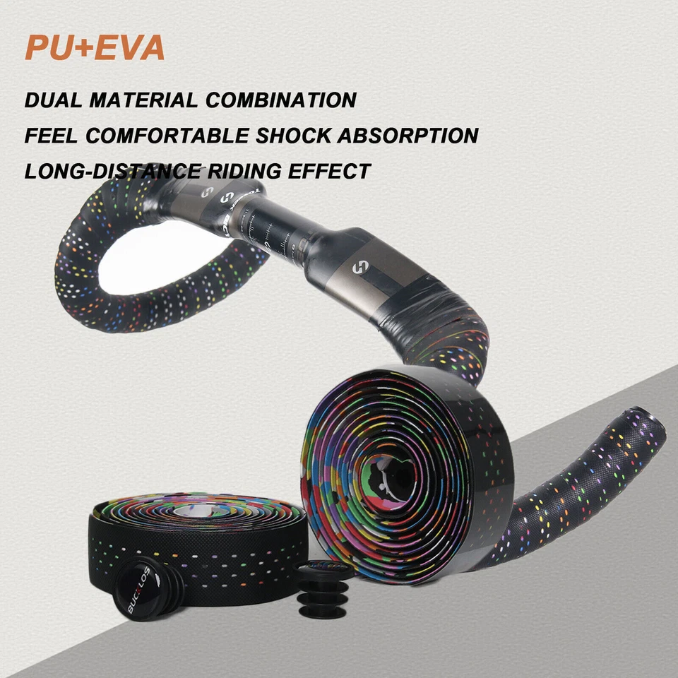 Handlebar Tape PU EVA Cycling Road Bike Tape Handle Bar Grip Shock Absorption US - Image 4 of 4