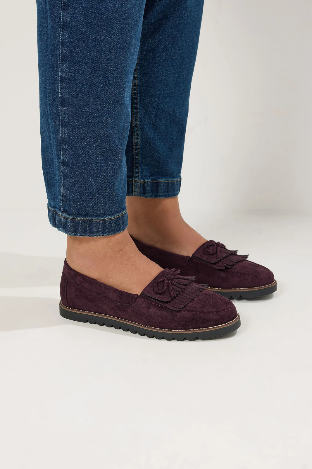 Yours Curve Women's Plus Size Faux Suede Tassel Fringe Loafers In Wide E