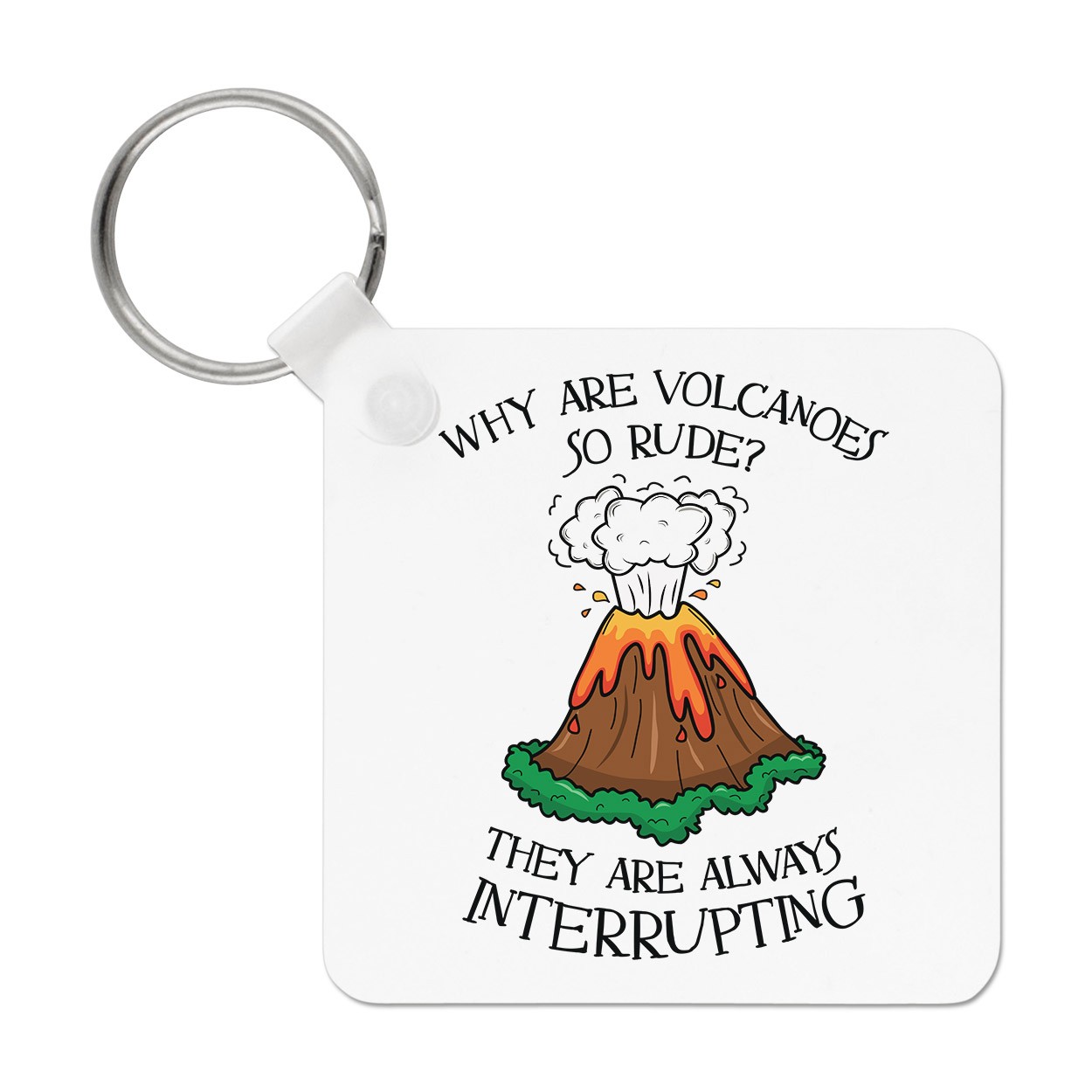 Why Are Volcanoes So Rude Always Interrupting Keyring Key Chain - Funny