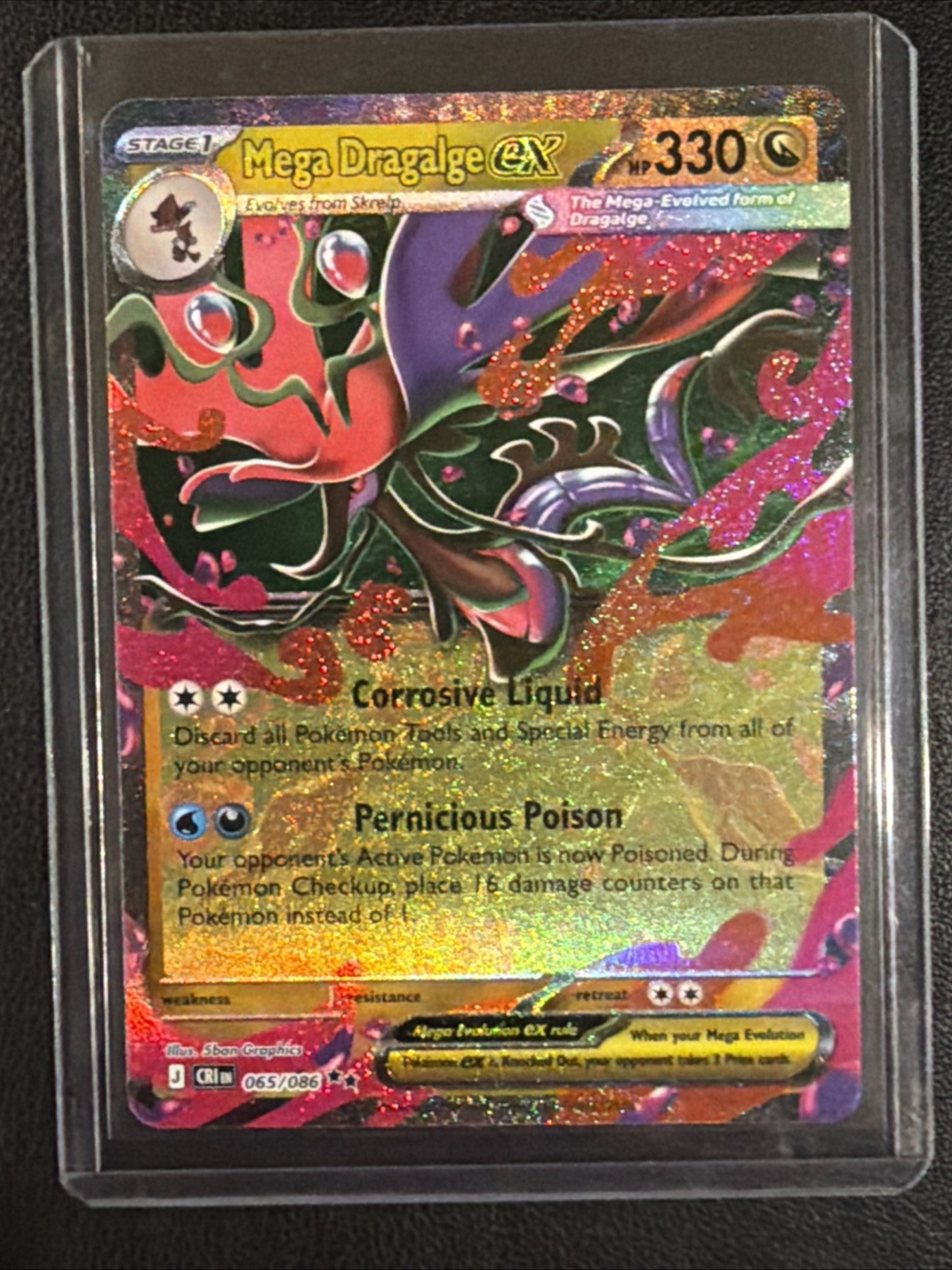 Pokemon Chaos Rising Mega Dragalge ex Double Rare Holo Card 065/086 NM