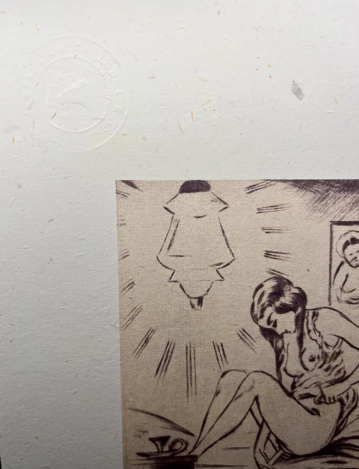 Erotische Gyclée Grafik „Die Kerze“ um 1925 - Vagina Fanny Lick LGBT wank her - Bild 2 von 2