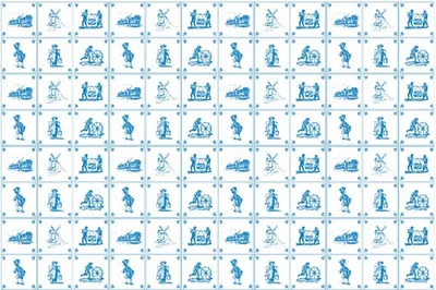Dolls House Wallpaper Blue Delft Tile Paper Kitchen Miniature 1:12th Scale - Image 1 of 4
