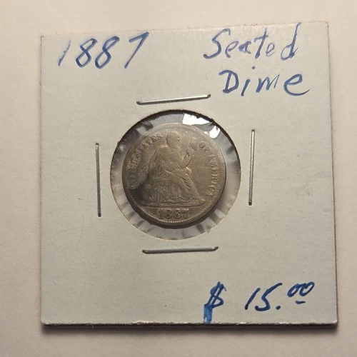 1887 Seated Liberty Dime – 90% Silver –  Pre-1900 US Coin