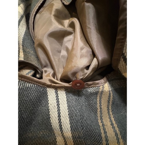 Vintage British Mist Hooded Rain Poncho Coat Cape Plaid Lined Brown - Picture 7 of 9