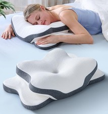 5X Pain Relief Cervical Neck Pillow for Support, Ergonomic Queen, White