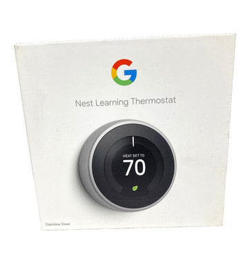 Google Wifi Nest Learning Thermostat Phone/App SS, Polished Silver, Round