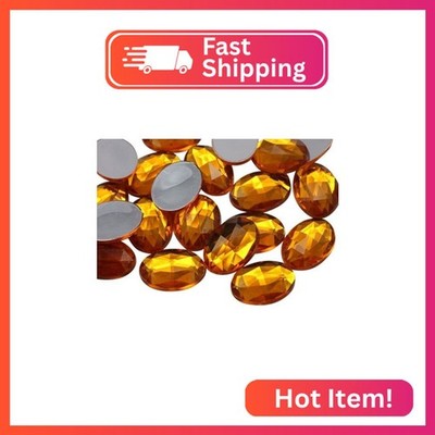 Allstarco 18x13mm Gold Topaz .TZ Flat Back Oval Acrylic Rhinestones Plastic Cost