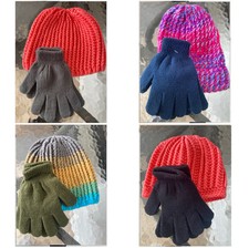 Toddler Knitwear Shell beanie  Kids Black Gloves